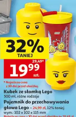 Auchan Kubek ze słomką Lego / Pojemnik do przechowywania głowa Lego oferta