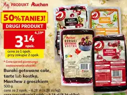 Auchan Buraki gotowane całe, tarte lub kostka, Marchew z groszkiem oferta