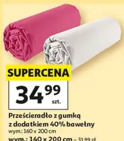 Auchan Prześcieradło z gumką z dodatkiem 40% bawełny oferta