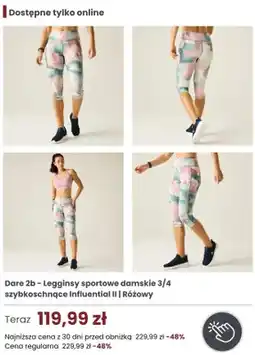 Regatta Legginsy sportowe damskie 3/4 szybkoschnące Dare 2b Influential II Różowy oferta
