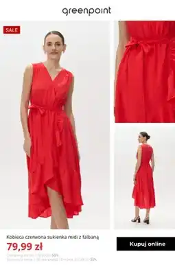 Greenpoint Kobieca czerwona sukienka midi z falbaną Greenpoint oferta