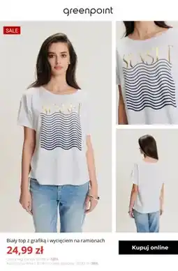 Greenpoint Biały top z grafiką i wycięciem na ramionach oferta