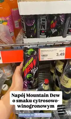 ALDI Napój gazowany Mountain Dew Pitch Black o smaku cytrusowo-winogronowym oferta