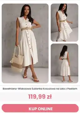 Renee Bawełniano-wiskozowa sukienka koszulowa na lato z paskiem Reneé oferta