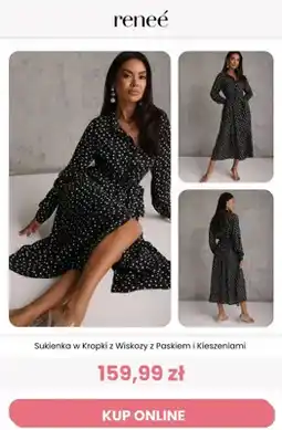 Renee Sukienka w Kropki z Wiskozy z Paskiem i Kieszeniami oferta