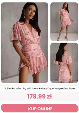Renee Sukienka z gumką w pasie w kwiaty kopertowym dekoltem Reneé oferta
