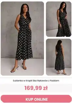 Renee Sukienka w kropki bez rękawów z paskiem reneé oferta