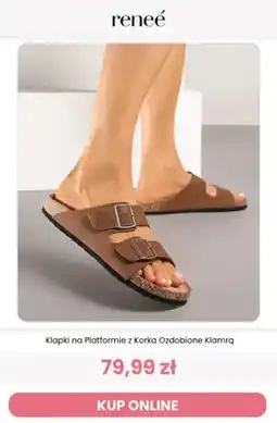 Renee Klapki na Platformie z Korka Ozdobione Klamrą oferta