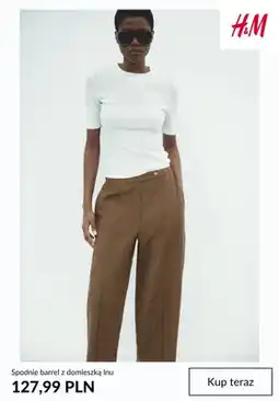 H&M Spodnie barrel z domieszką lnu H&M oferta