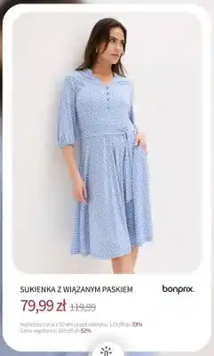 BonPrix Sukienka z wiązanym paskiem bonprix oferta