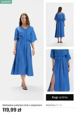 Top Secret Niebieska sukienka midi z wiązaniem oferta
