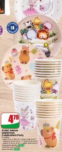Dino Kubki, talerze papierowe z nadrukiem Party oferta