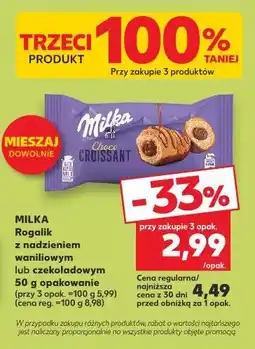 Kaufland MILKA Rogalik z nadzieniem waniliowym lub czekoladowym 50 g opakowanie oferta