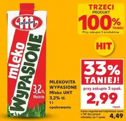 Kaufland MLEKOVITA WYPASIONE Mleko UHT 3,2% tł. 1 l opakowanie oferta