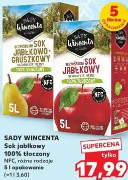 Kaufland SADY WINCENTA Sok jabłkowy 100% tłoczony NFC, różne rodzaje 5 l opakowanie oferta