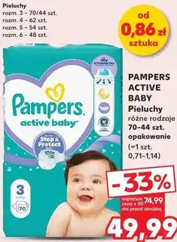Kaufland Pieluchy Active Baby Pampers 70-44 szt oferta