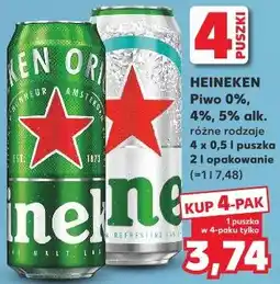 Kaufland HEINEKEN Piwo 0%, 4%, 5% alk. różne rodzaje 4 x 0,5 l puszka 2 l opakowanie oferta