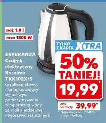 Kaufland ESPERANZA Czajnik elektryczny Roraima TKK102X/S oferta