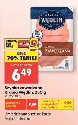 Biedronka Szynka zawędzana Kraina Wędlin 250 g oferta