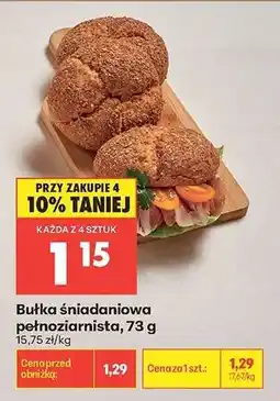Biedronka Bułka śniadaniowa pełnoziarnista, 73 g oferta