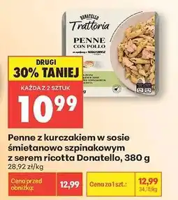 Biedronka Penne z kurczakiem w sosie śmietanowo szpinakowym z serem ricotta Donatello, 380 g oferta