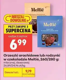 Biedronka Orzeszki arachidowe lub rodzynki w czekoladzie Meltié, 260/280 g oferta