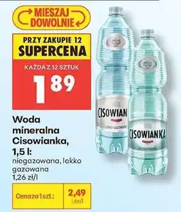 Biedronka Woda mineralna Cisowianka, 1,5 l oferta