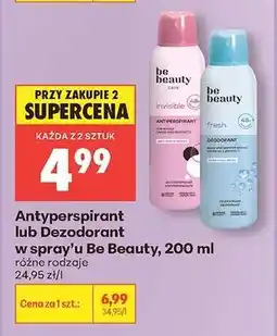 Biedronka Antyperspirant lub Dezodorant w spray’u Be Beauty, 200 ml oferta