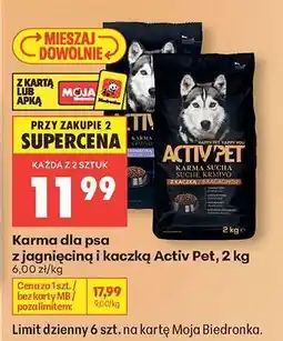 Biedronka Karma dla psa z jagnięciną i kaczką Activ Pet, 2 kg oferta