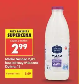 Biedronka Mleko Świeże 2,0% bez laktozy Mleczna Dolina, 1l oferta