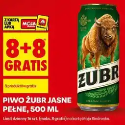 Biedronka Piwo Żubr Jasne Pełne oferta