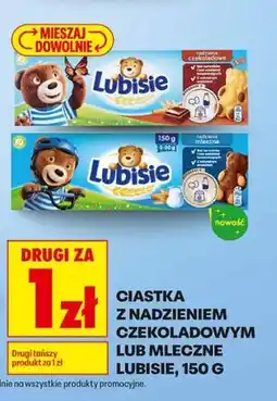 Biedronka Ciastka z nadzieniem czekoladowym lub mleczne Lubisie oferta