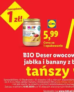 Lidl HiPP BIO Deser owocowy po 4 m-cu, jabłka i banany z biszkoptami oferta