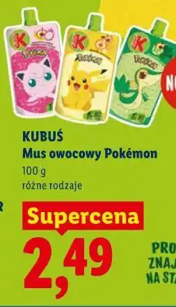 Lidl KUBUŚ Mus owocowy Pokémon oferta
