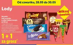 Lidl Wszystkie lody na patyku, w rożku i lodowe kanapki, do oferta