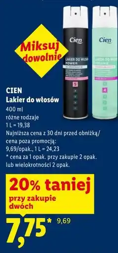 Lidl CIEN Lakier do włosów oferta