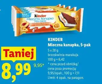 Lidl Kinder Mleczna kanapka, 5-pak oferta