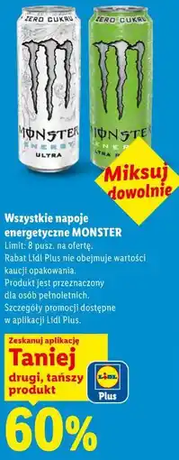 Lidl Wszystkie napoje energetyczne MONSTER oferta
