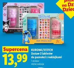 Lidl KUROMI/STITCH Zestaw 2 lakierów do paznokci z naklejkami oferta
