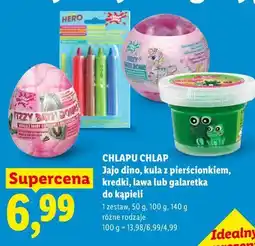 Lidl CHLAPU CHLAP Jajo dino, kula z pierścionkiem, kredki, lawa lub galaretka do kąpieli oferta