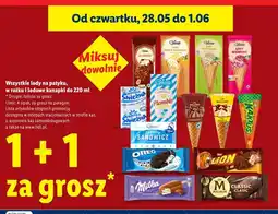 Lidl Wszystkie lody na patyku, w rożku i lodowe kanapki do oferta