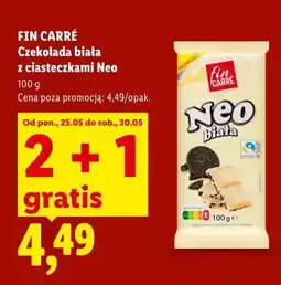 Lidl FIN CARRÉ Czekolada biała z ciasteczkami Neo oferta