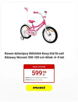 Media Expert Rower dziecięcy INDIANA Roxy Kid 16 cali Różowy Wzrost: 100-120cm Wiek: 4-5 lat oferta