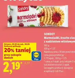 Lidl Ciastka kruche z nadzieniem wiśniowym Marmoladki Sondey oferta