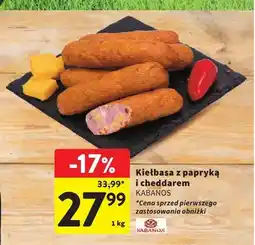 Intermarche Kiełbasa z papryką i cheddarem KABANOS oferta