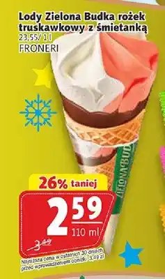 Prim Market Lody Zielona Budka rożek truskawkowy z śmietanką oferta