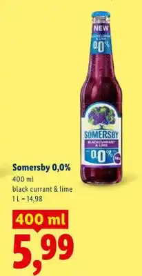 Lidl Piwo bezalkoholowe Somersby 0,0% black currant & lime oferta