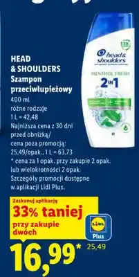 Lidl Szampon przeciwłupieżowy Head & Shoulders Menthol Fresh 2in1 oferta