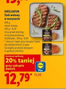 Lidl Stek wołowy w marynacie GRILL&FUN oferta