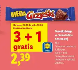 Lidl Wafelek Grześki Mega w czekoladzie deserowej oferta